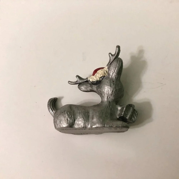 Vintage 1982  Spoontiques Pewter Christmas Deer Reindeer Figurine 1 Inch Tall - Picture 5 of 9